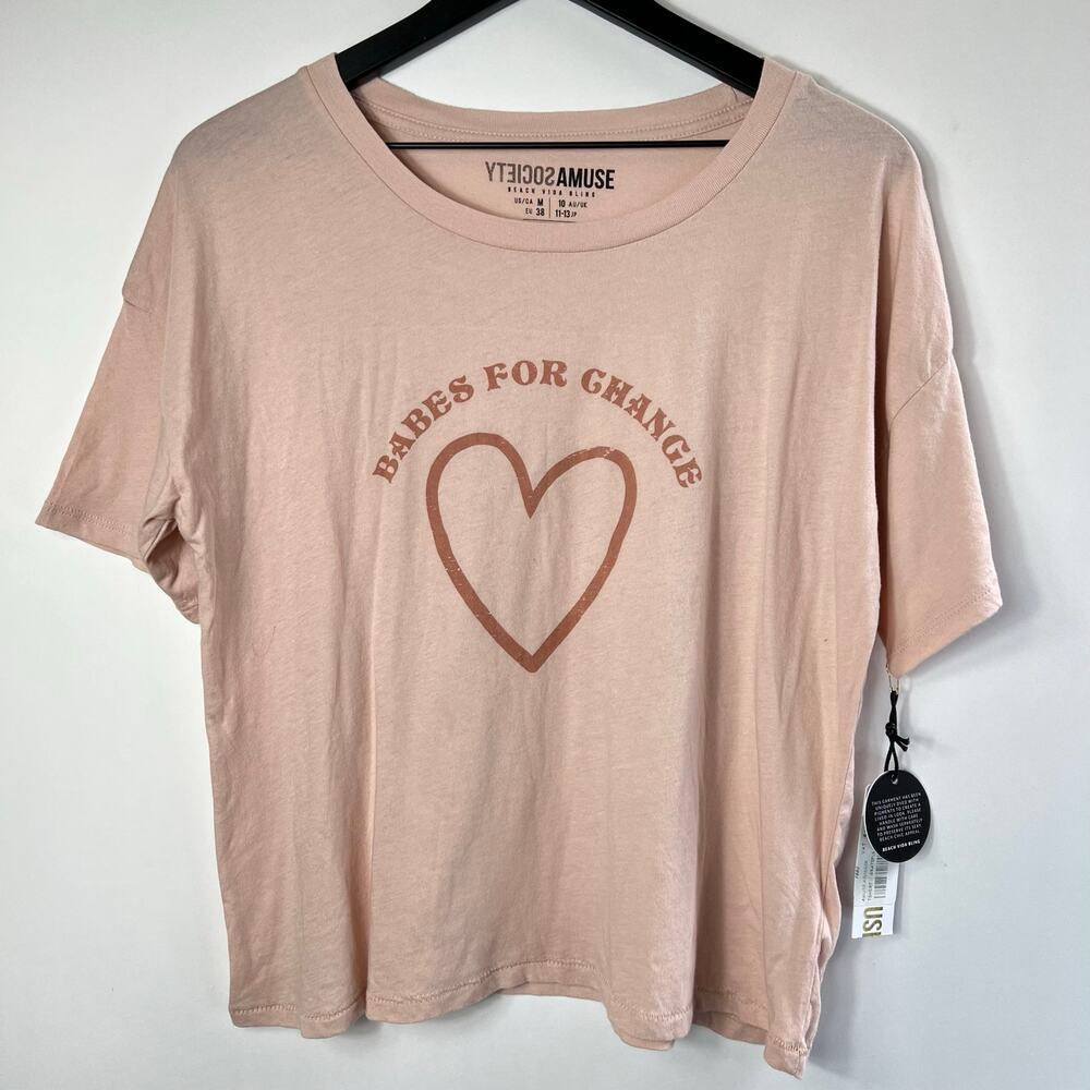 Amuse Society Babes For Change Pink Graphic T-Shirt Size‎ M NEW